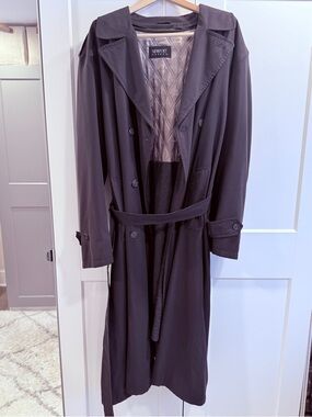 Newport News Black Quilted-Lined Trench with Belt